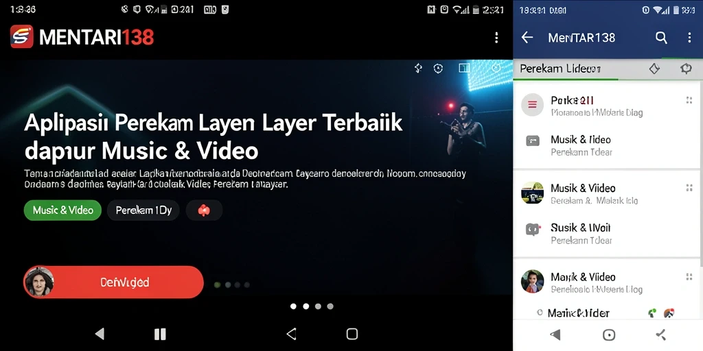 Antarmuka aplikasi MENTARI138 untuk perekaman layar yang intuitif.