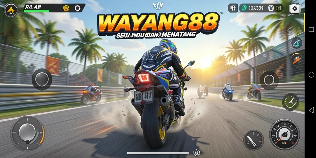 Antarmuka menawan dan seru dalam balapan motor.