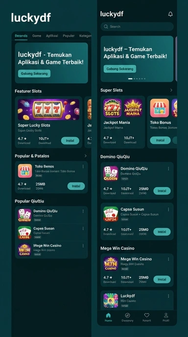 Tampilan katalog aplikasi luckydf