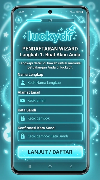 Tampilan halaman daftar luckydf